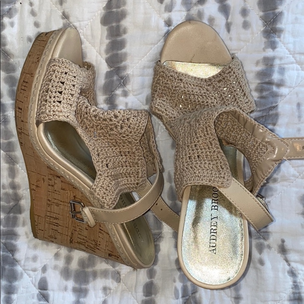 Size 8 Audrey Brooke woven wedge heels